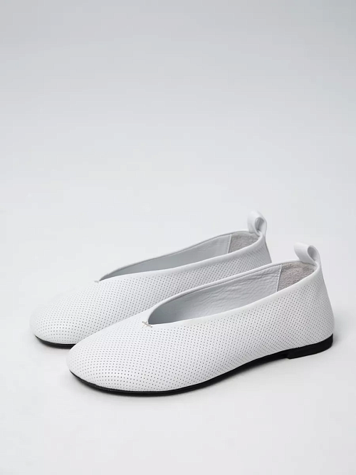 Балетки LOTTIER, белый перфорированный